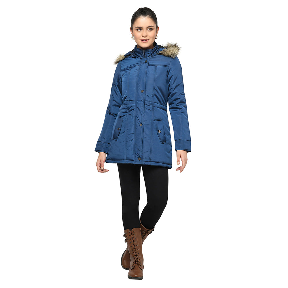 Women's Quilted Parka Jacket with Removable Hood