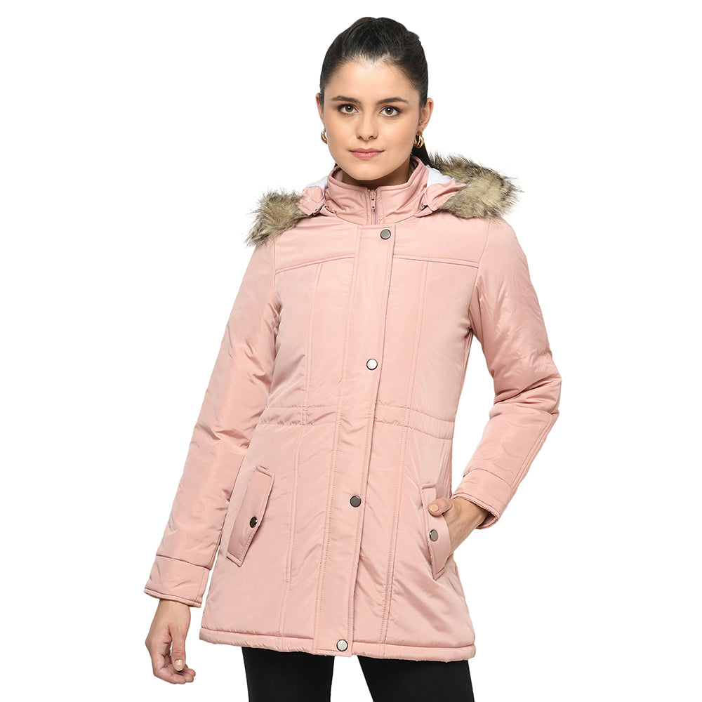 Women's Quilted Parka Jacket with Removable Hood