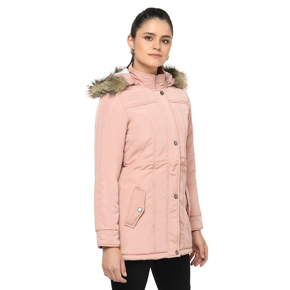 Women's Quilted Parka Jacket with Removable Hood