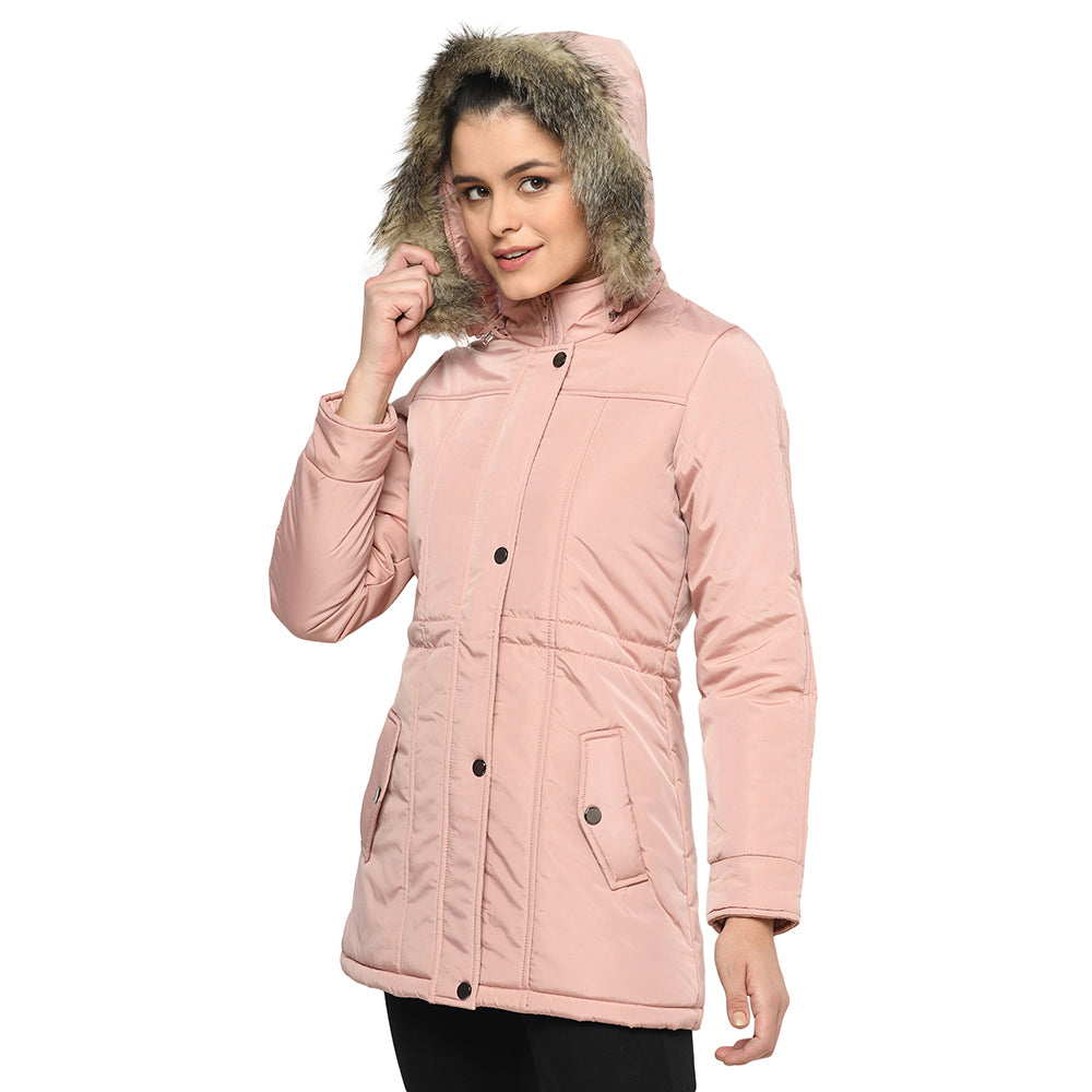 Women's Quilted Parka Jacket with Removable Hood