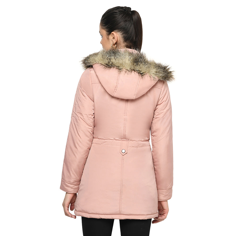 Women's Quilted Parka Jacket with Removable Hood