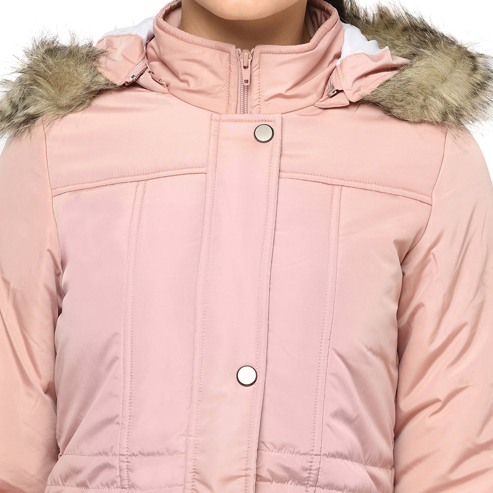 Women's Quilted Parka Jacket with Removable Hood