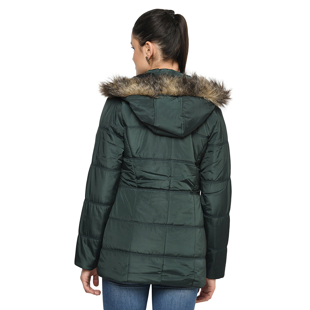 Women's Quilted Jacket with Removable Hood