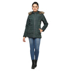 Women's Quilted Jacket with Removable Hood