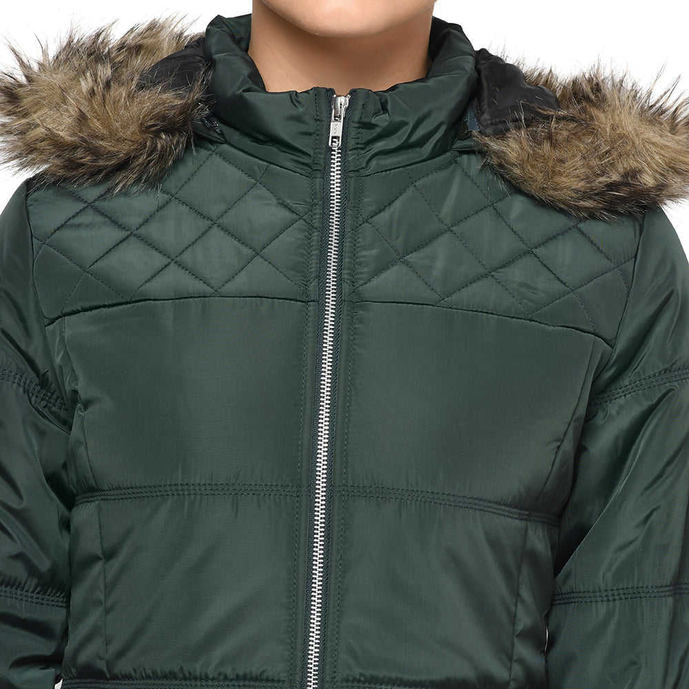 Women's Quilted Jacket with Removable Hood