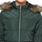 Women's Quilted Jacket with Removable Hood