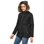 Women's Quilted Jacket with Removable Hood