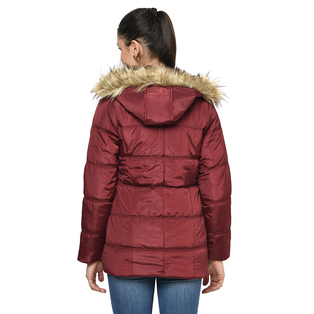 Women's Quilted Jacket with Removable Hood