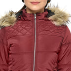Women's Quilted Jacket with Removable Hood
