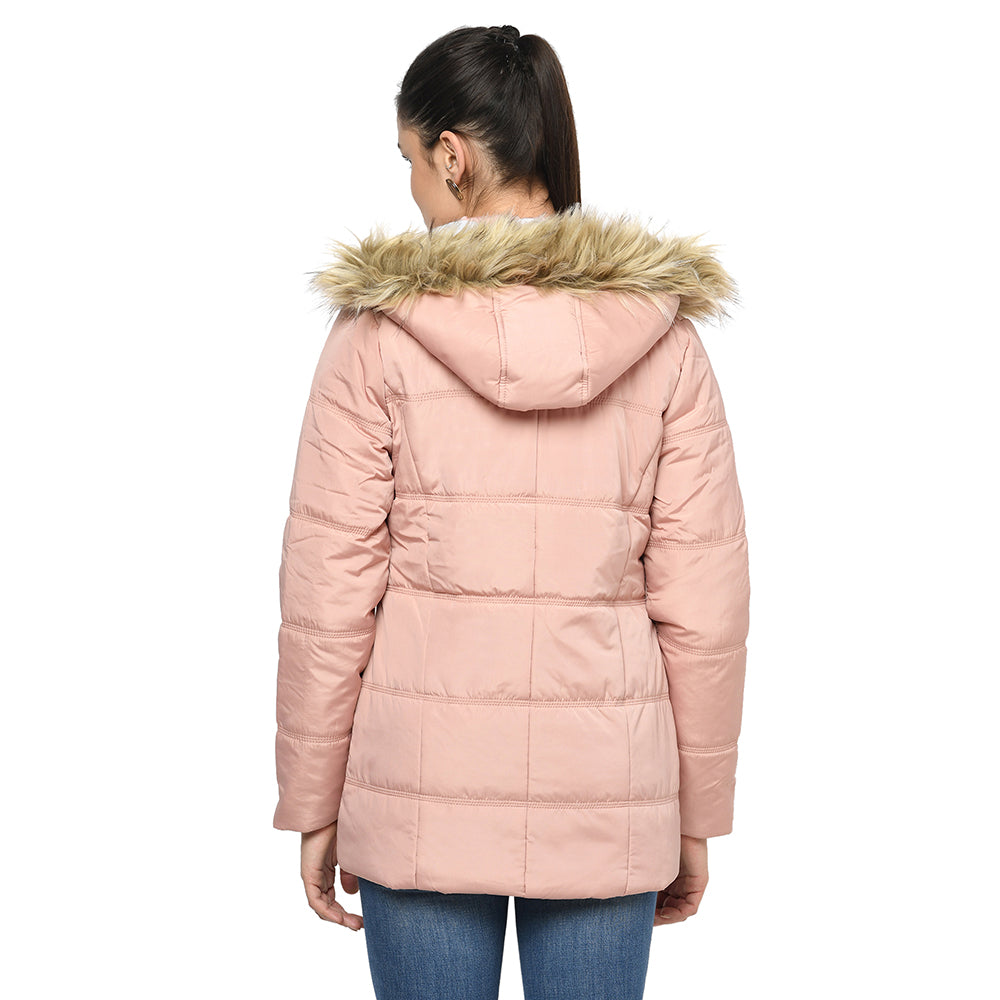Women's Quilted Jacket with Removable Hood