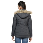 Women's Quilted Jacket in Poly Fabric With Removable Hood