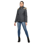 Women's Quilted Jacket in Poly Fabric With Removable Hood