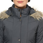 Women's Quilted Jacket in Poly Fabric With Removable Hood