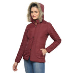 Women's Quilted Jacket in Poly Fabric With Removable Hood