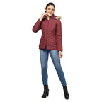 Women's Quilted Jacket in Poly Fabric With Removable Hood