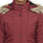 Women's Quilted Jacket in Poly Fabric With Removable Hood