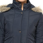 Women's Quilted Jacket in Poly Fabric With Removable Hood