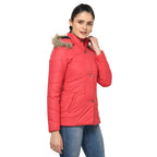 Women's Quilted Jacket in Poly Fabric With Removable Hood