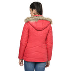 Women's Quilted Jacket in Poly Fabric With Removable Hood