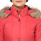 Women's Quilted Jacket in Poly Fabric With Removable Hood