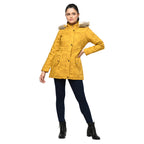 Women's Quilted Cotton Parka Jacket With Removable Hood