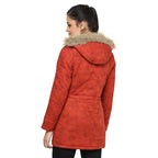 Women's Quilted Cotton Parka Jacket With Removable Hood