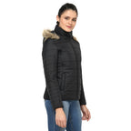 Puffer Jacket in Poly Fabric with Removable Hood