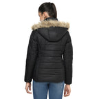 Puffer Jacket in Poly Fabric with Removable Hood