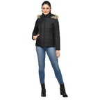 Puffer Jacket in Poly Fabric with Removable Hood
