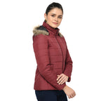 Puffer Jacket in Poly Fabric with Removable Hood