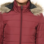 Puffer Jacket in Poly Fabric with Removable Hood