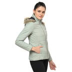 Puffer Jacket in Poly Fabric with Removable Hood