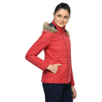 Puffer Jacket in Poly Fabric with Removable Hood