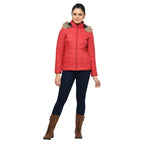 Puffer Jacket in Poly Fabric with Removable Hood