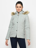Women's Polyester Quilted Jacket With Remvoable Hood