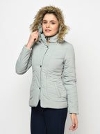 Women's Polyester Quilted Jacket With Remvoable Hood