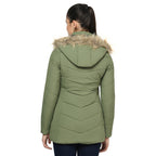 Women's Quilted Polyester Jacket With Removable Hood