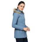 Women's Quilted Polyester Jacket With Removable Hood