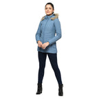 Women's Quilted Polyester Jacket With Removable Hood