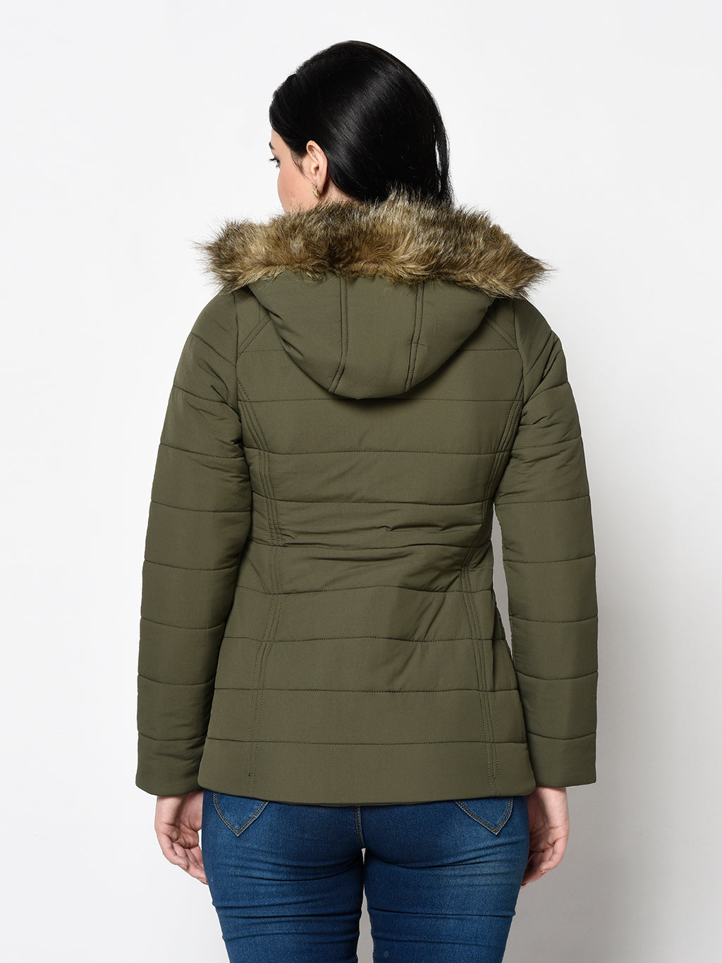 Women's Quilted Polyester Jacket with Hood