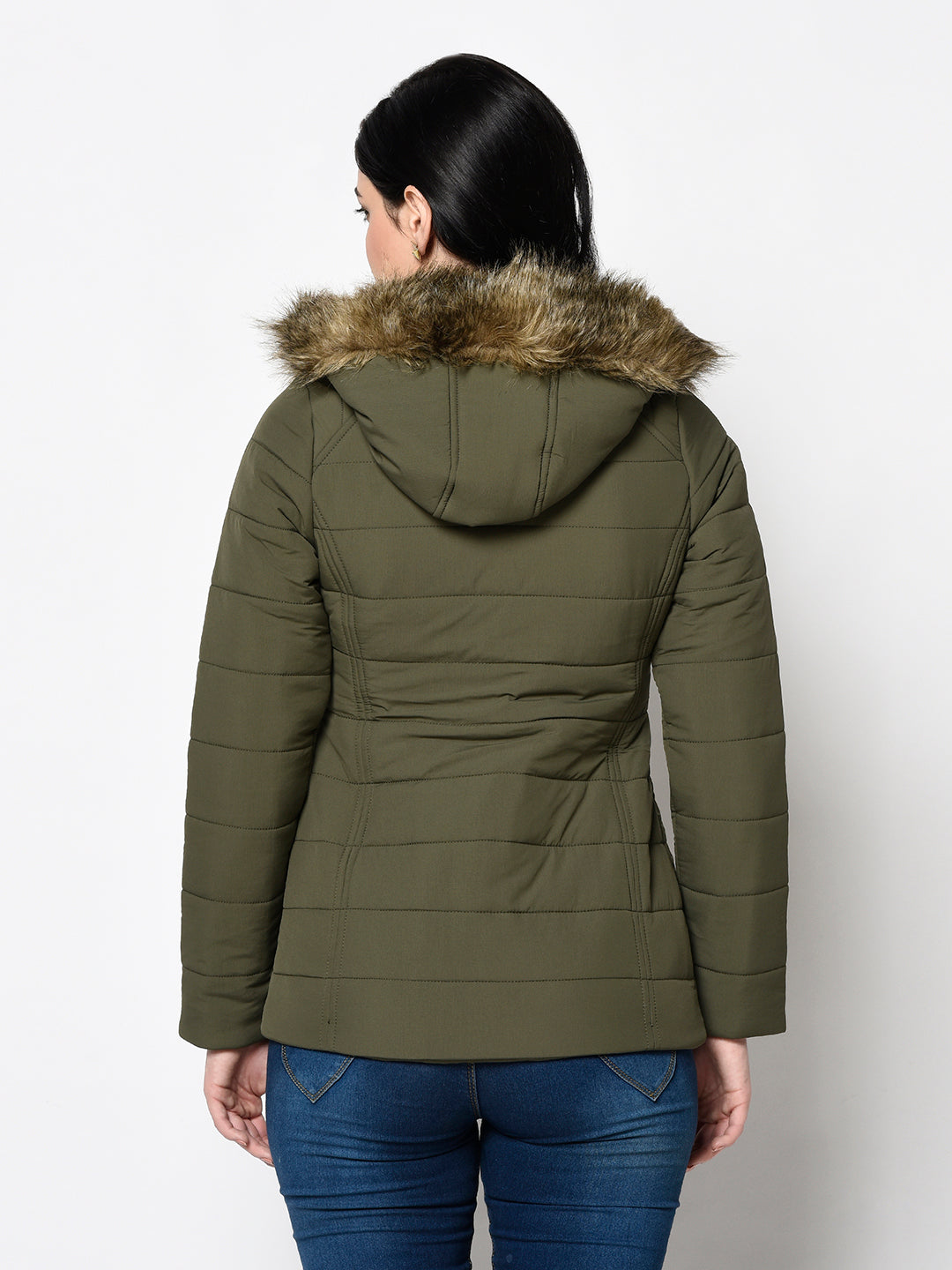 Women's Quilted Polyester Jacket with Hood