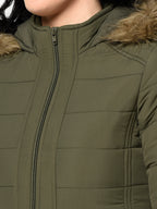Women's Quilted Polyester Jacket with Hood