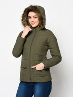 Women's Quilted Polyester Jacket with Hood