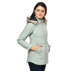 Women's Solid Quilted Jacket with Removable Hood