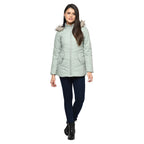 Women's Solid Quilted Jacket with Removable Hood