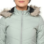 Women's Solid Quilted Jacket with Removable Hood