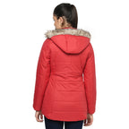Women's Solid Quilted Jacket with Removable Hood