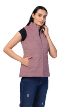 Quilted Sleeveless Jacket in Velvet Fabric