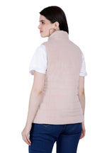 Quilted Sleeveless Jacket in Velvet Fabric