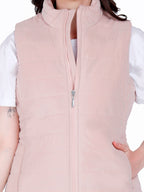 Quilted Sleeveless Jacket in Velvet Fabric